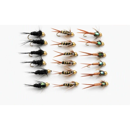 18 Barbless Goldhead Flies, Montana, Copper John & Prince