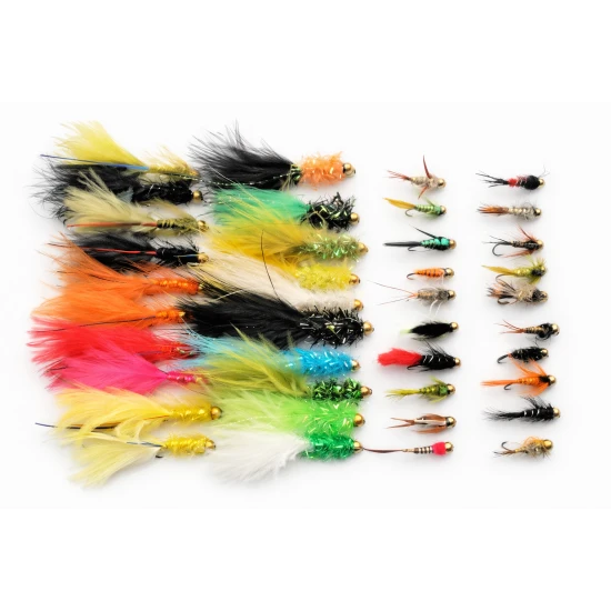 40 Barbless Random Goldhead Nymph and Lure Flies