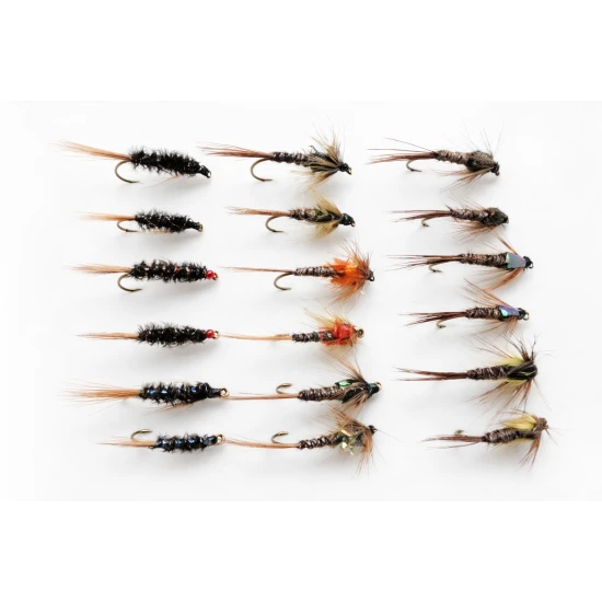 18 Barbless Nymph Flies,Diawl Bach ,Pheas Tail, Cruncher