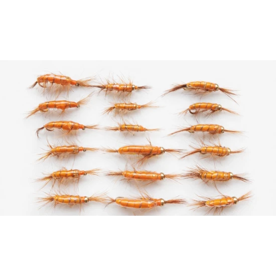 18 Barbless Standard Shrimp Trout Flies - Goldhead & Unweighted