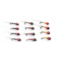 12 Barbless Tungsten Bead Perdigon Nymph - Black, Brown & Yellow