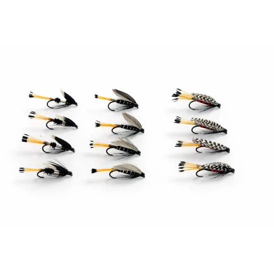 12 Barbless Wet Flies - Blae and Black, Prince Charming, Teal and Red