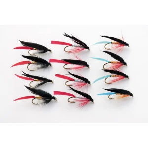 12 Barbless Wet Flies - Butchers, Gold, Bloody & Kingfisher