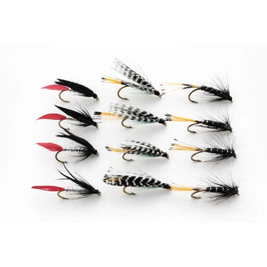 12 Barbless Wet Flies - Butcher, Teal Blue, Black Pennell