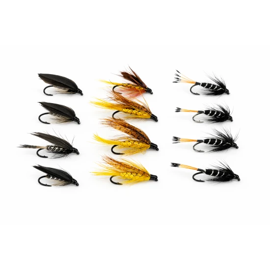 12 BARBLESS Wet Flies - Greenwell Glory, Dunkeld & Black Pennell