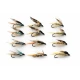 12 Barbless Wet Flies - Invicta, Silver, Pearl and Standard