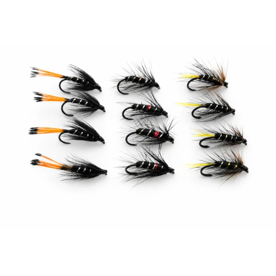 12 BARBLESS Wet Flies - Kate Mclaren, Bibio & Black Pennell