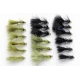 18 Barbless Mini Goldhead Flash Damsels, Black and Olive